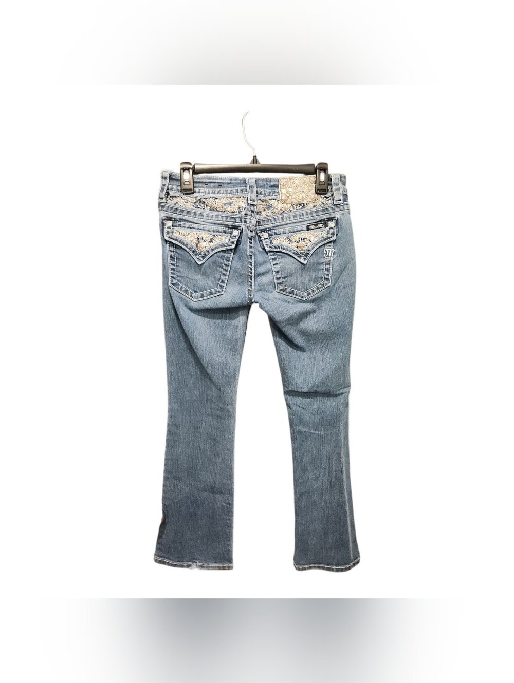 Miss Me Jeans Signature Boot Embroidered Embellished Pockets Denim S28 Low Rise